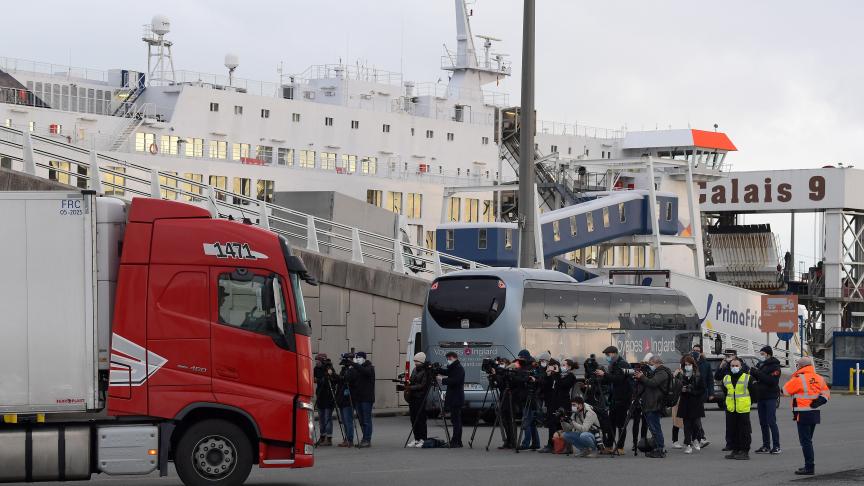 File de camions à Calais
